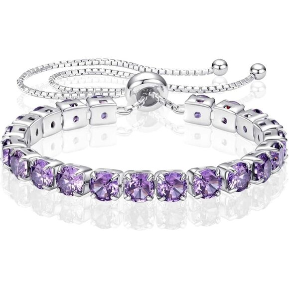 Birthstone Bracelet Sterling Silver Gold Plated - 02-Amethyst